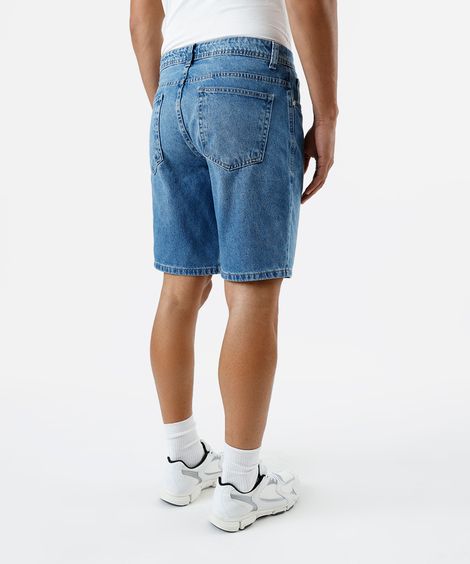 bermuda reta masculina jeans  azul