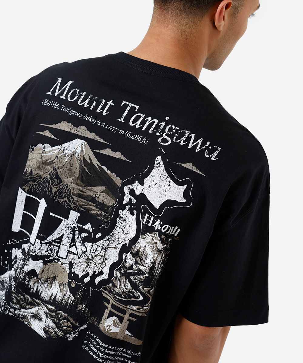 camiseta masculina oversized fuji rugby preta