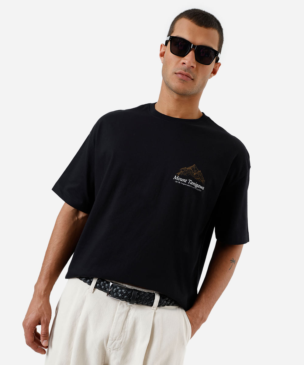 camiseta masculina oversized fuji rugby preta