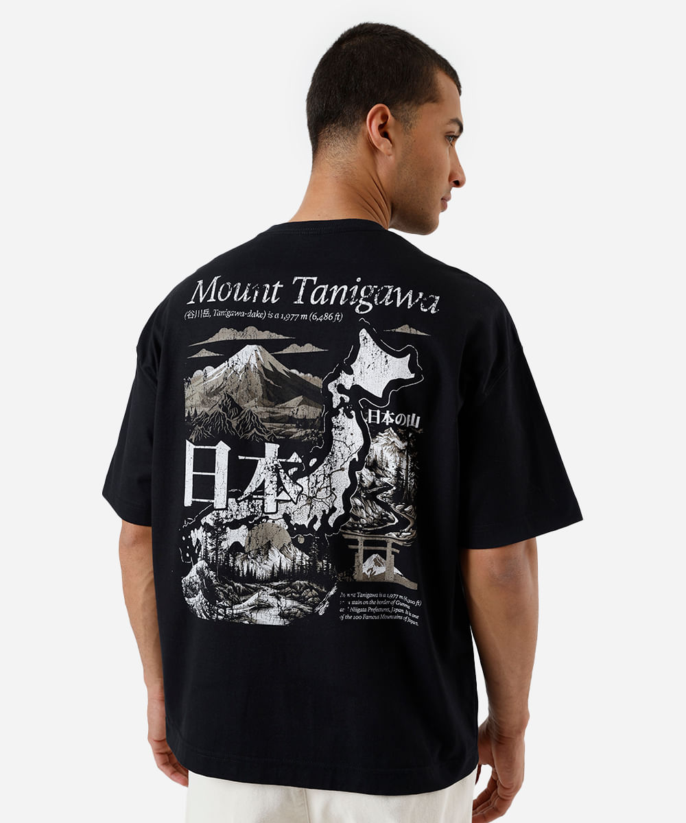 camiseta masculina oversized fuji rugby preta