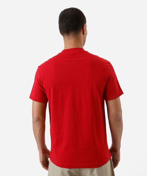 camiseta masculina de algodão bordado lisboa vermelha