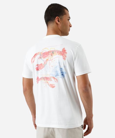 camiseta masculina de algodão lagosta off white