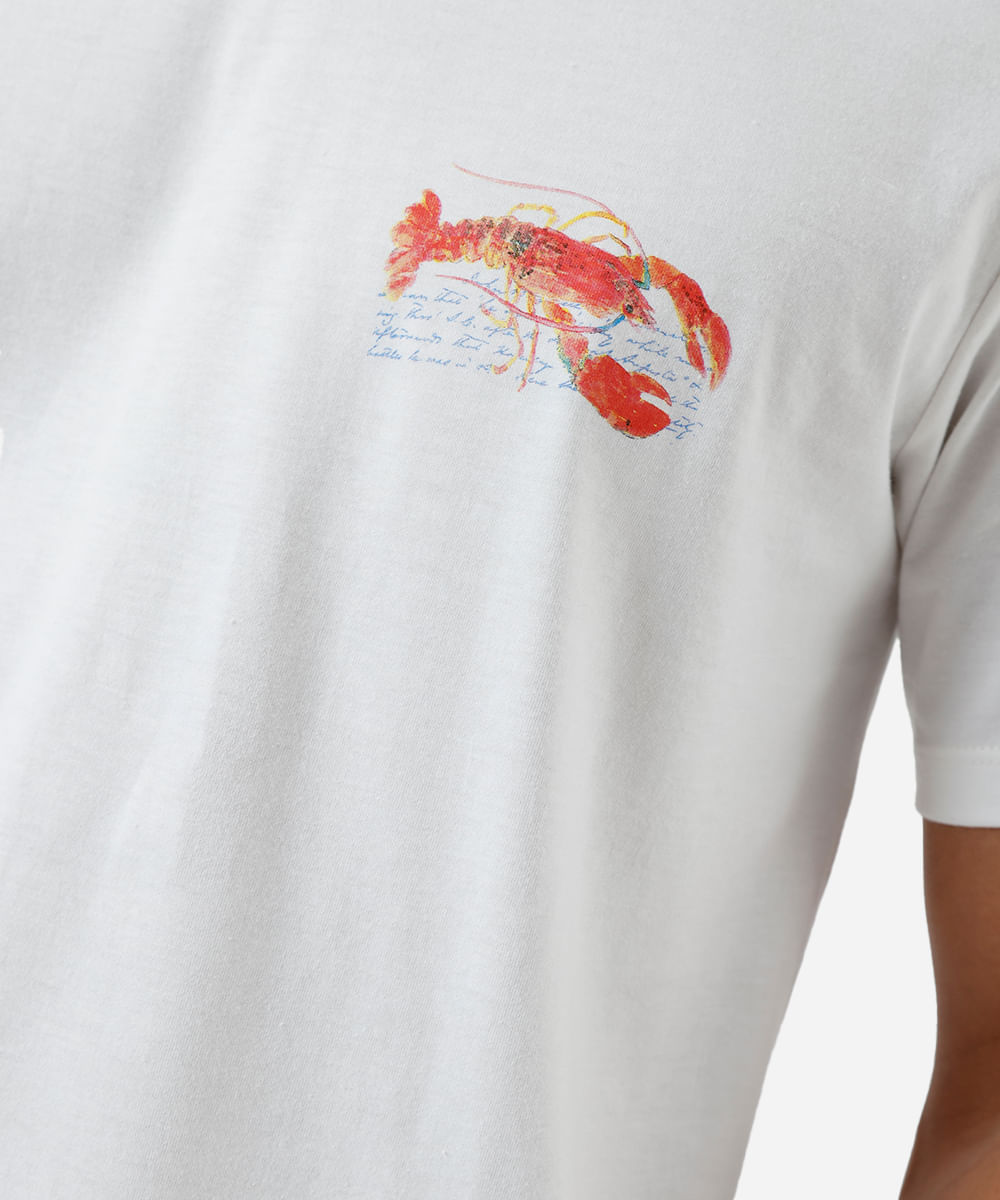 camiseta masculina de algodão lagosta off white