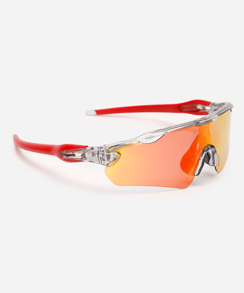 óculos de sol esportivo unissex vermelho