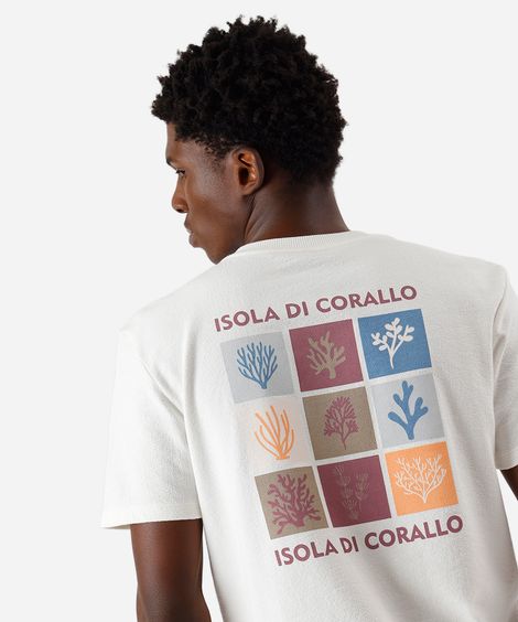 camiseta masculina de algodão estampada texturizada off white