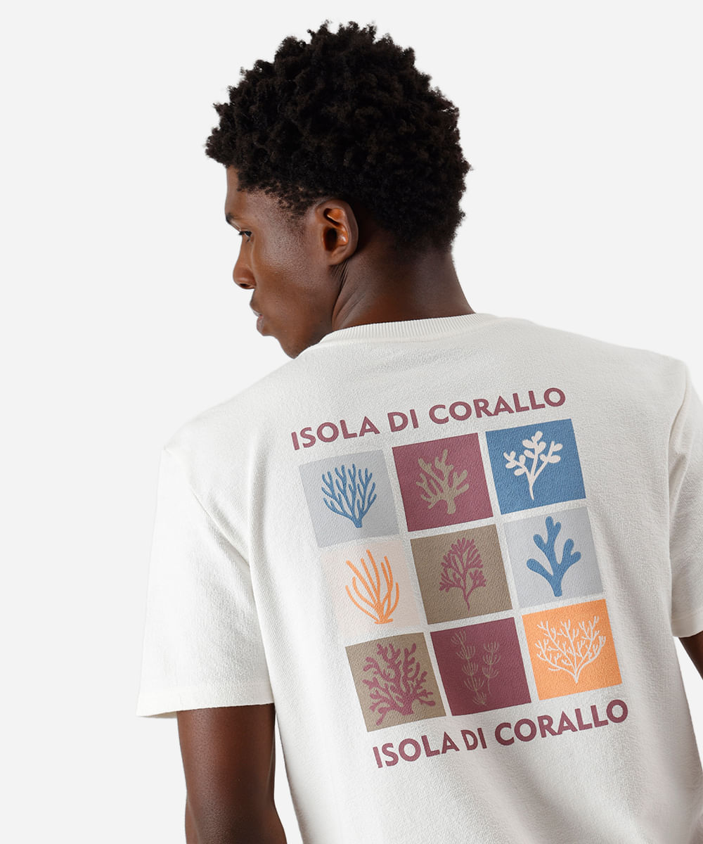 camiseta masculina de algodão estampada texturizada off white