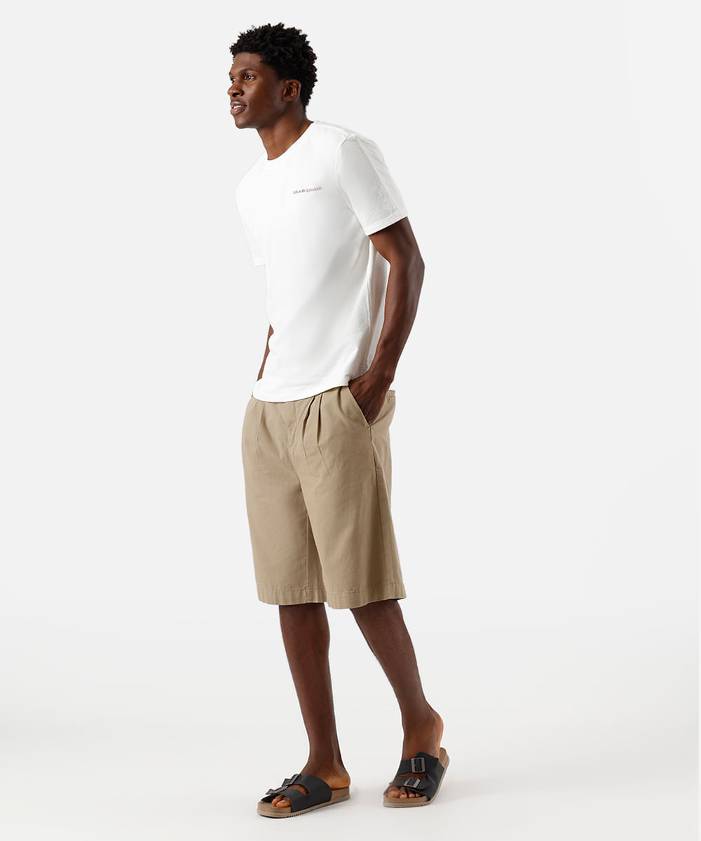 camiseta masculina de algodão estampada texturizada off white