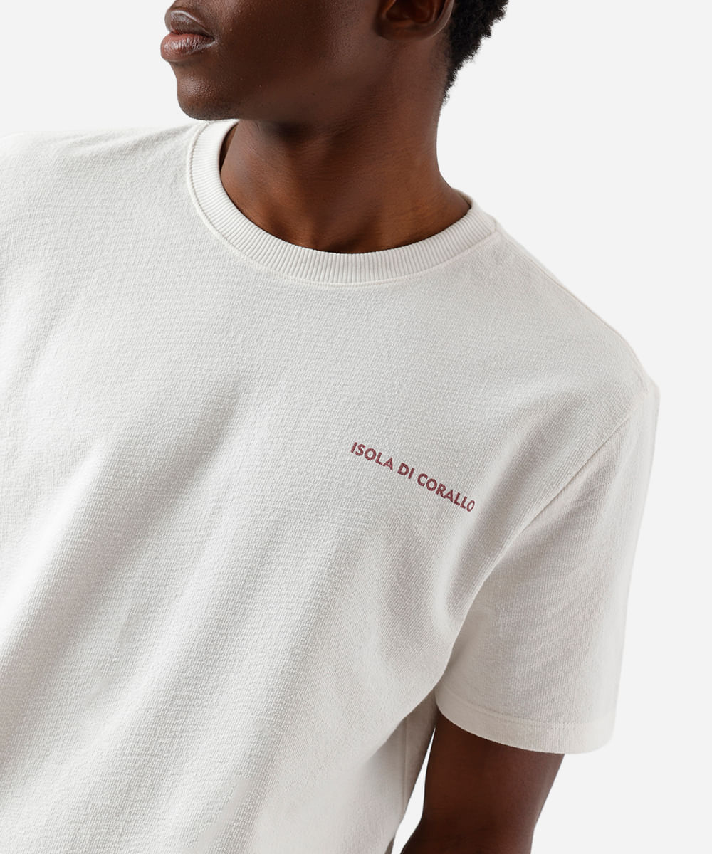 camiseta masculina de algodão estampada texturizada off white