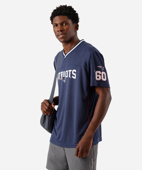 camiseta oversized masculina nfl patriots azul