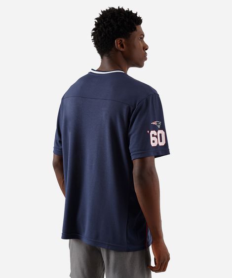 camiseta oversized masculina nfl patriots azul