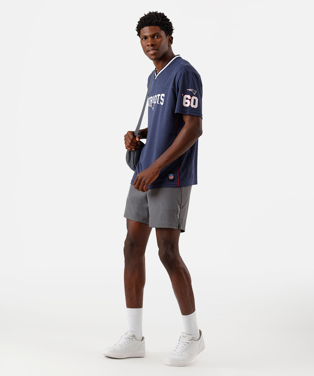 camiseta oversized masculina nfl patriots azul
