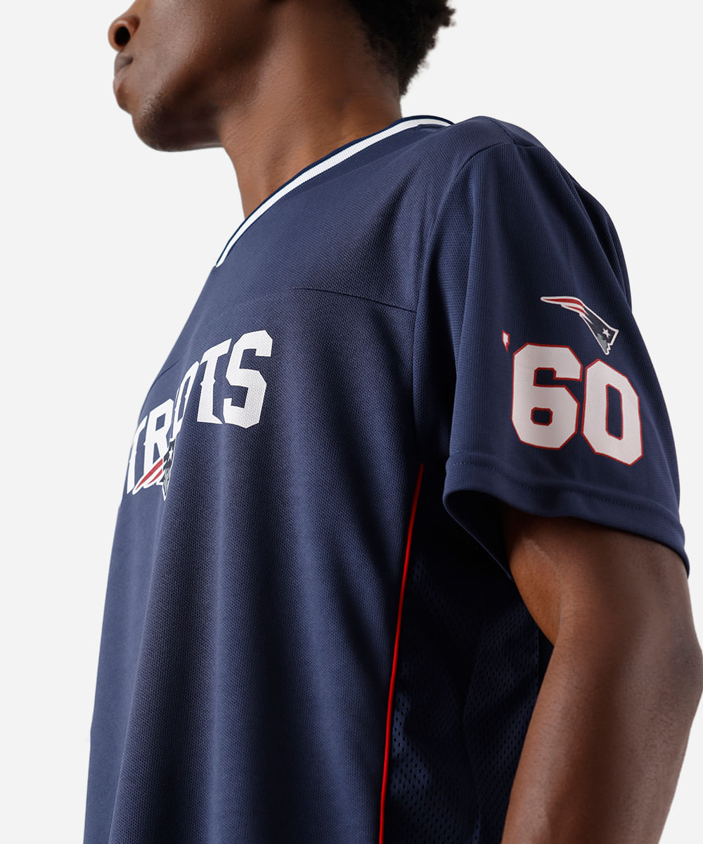 camiseta oversized masculina nfl patriots azul