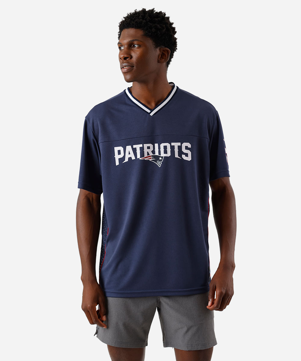 camiseta oversized masculina nfl patriots azul