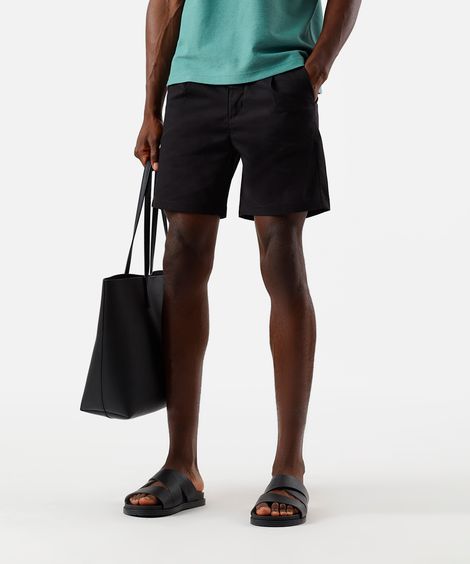 bermuda reta masculina de sarja preta