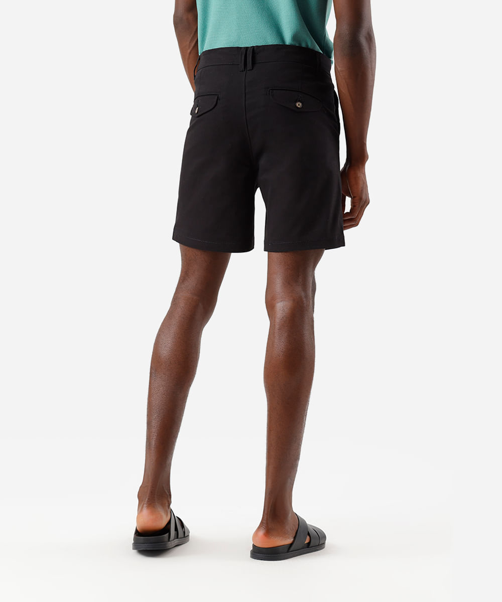 bermuda reta masculina de sarja preta