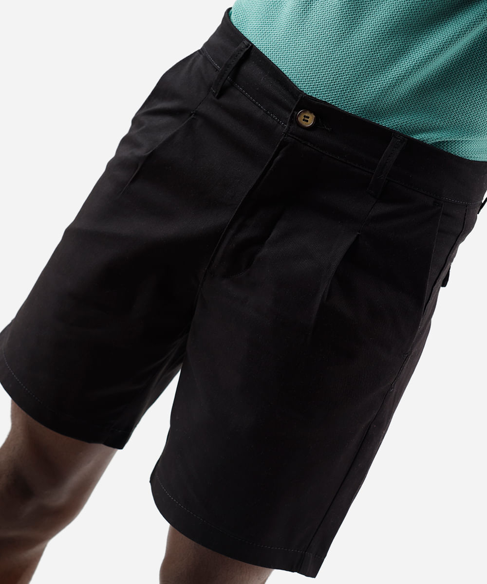 bermuda reta masculina de sarja preta