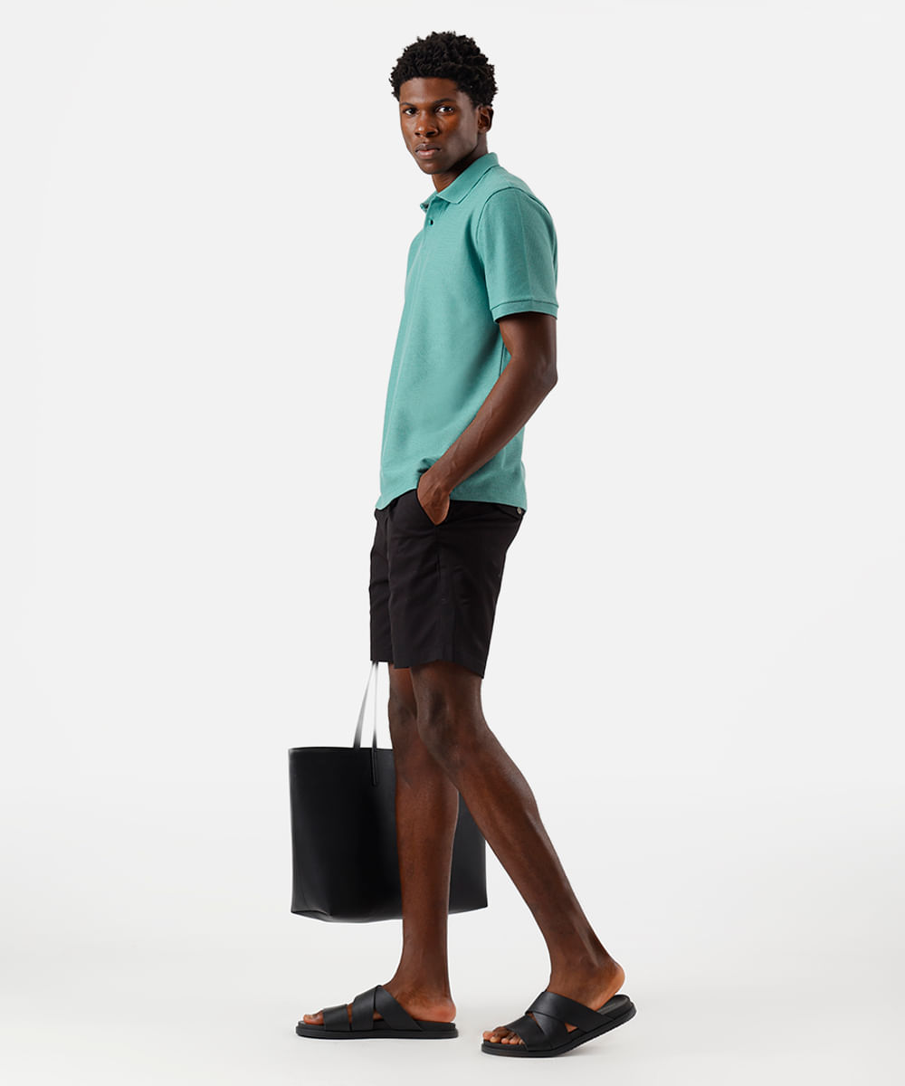 bermuda reta masculina de sarja preta