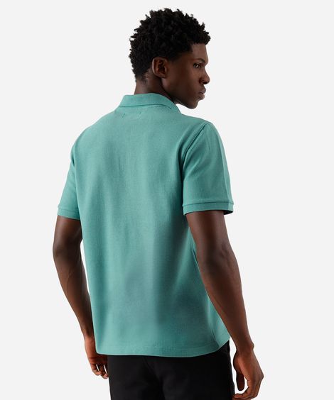 polo comfort masculina com algodão manga curta texturizada verde