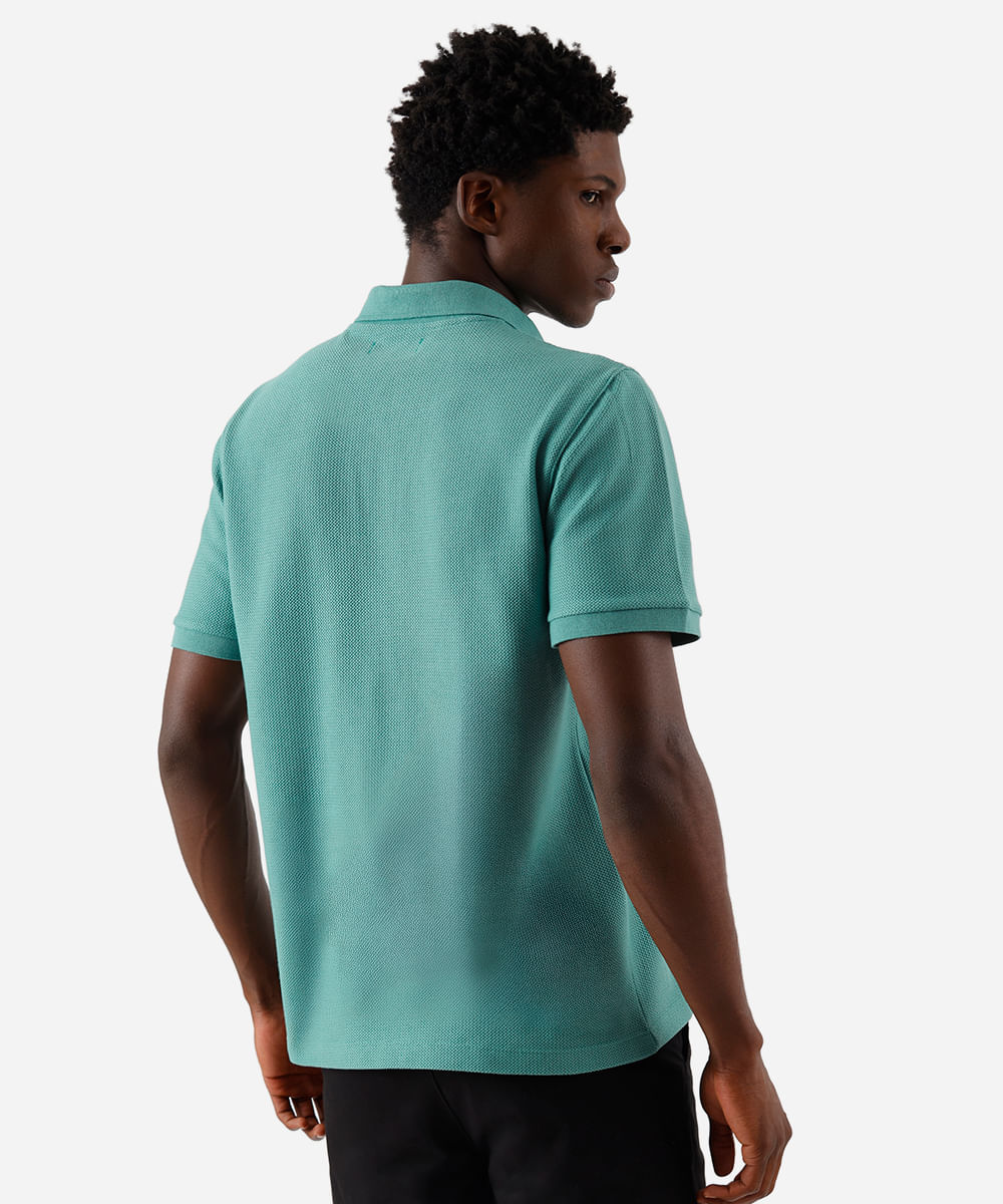 polo comfort masculina com algodão manga curta texturizada verde