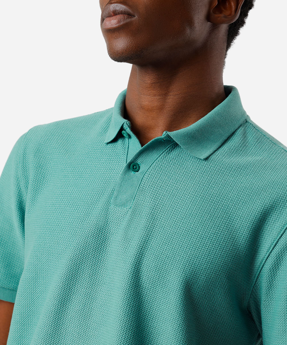 polo comfort masculina com algodão manga curta texturizada verde