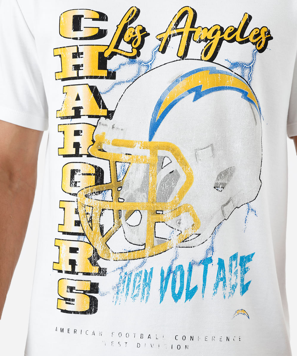 camiseta masculina relaxed nfl chargers off white