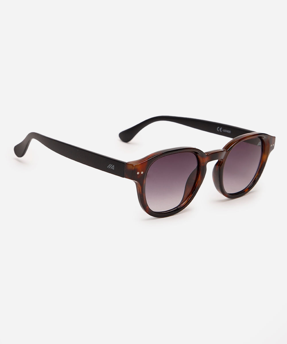 óculos de sol oval masculino marrom