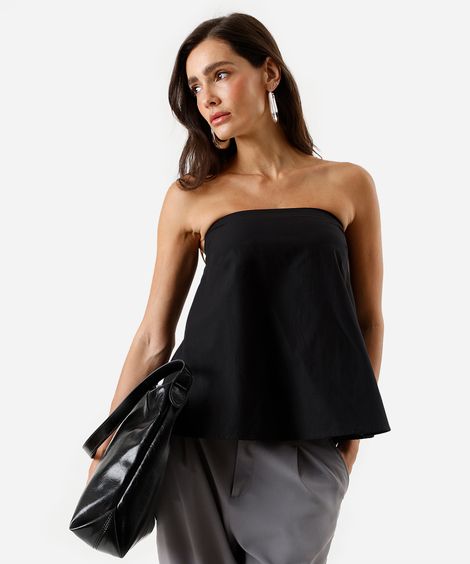 blusa feminina de algodão sem alça preta