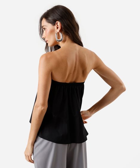 blusa feminina de algodão sem alça preta