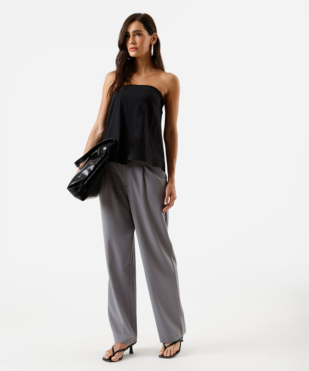 blusa feminina de algodão sem alça preta