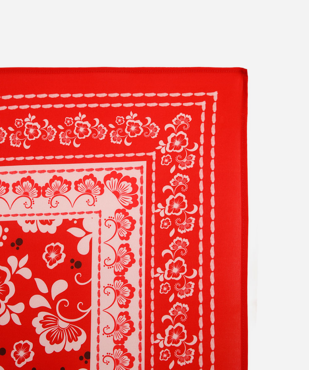 lenço feminino estampa arabesco floral  vermelho