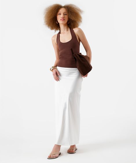 blusa frente única feminina de algodão marrom