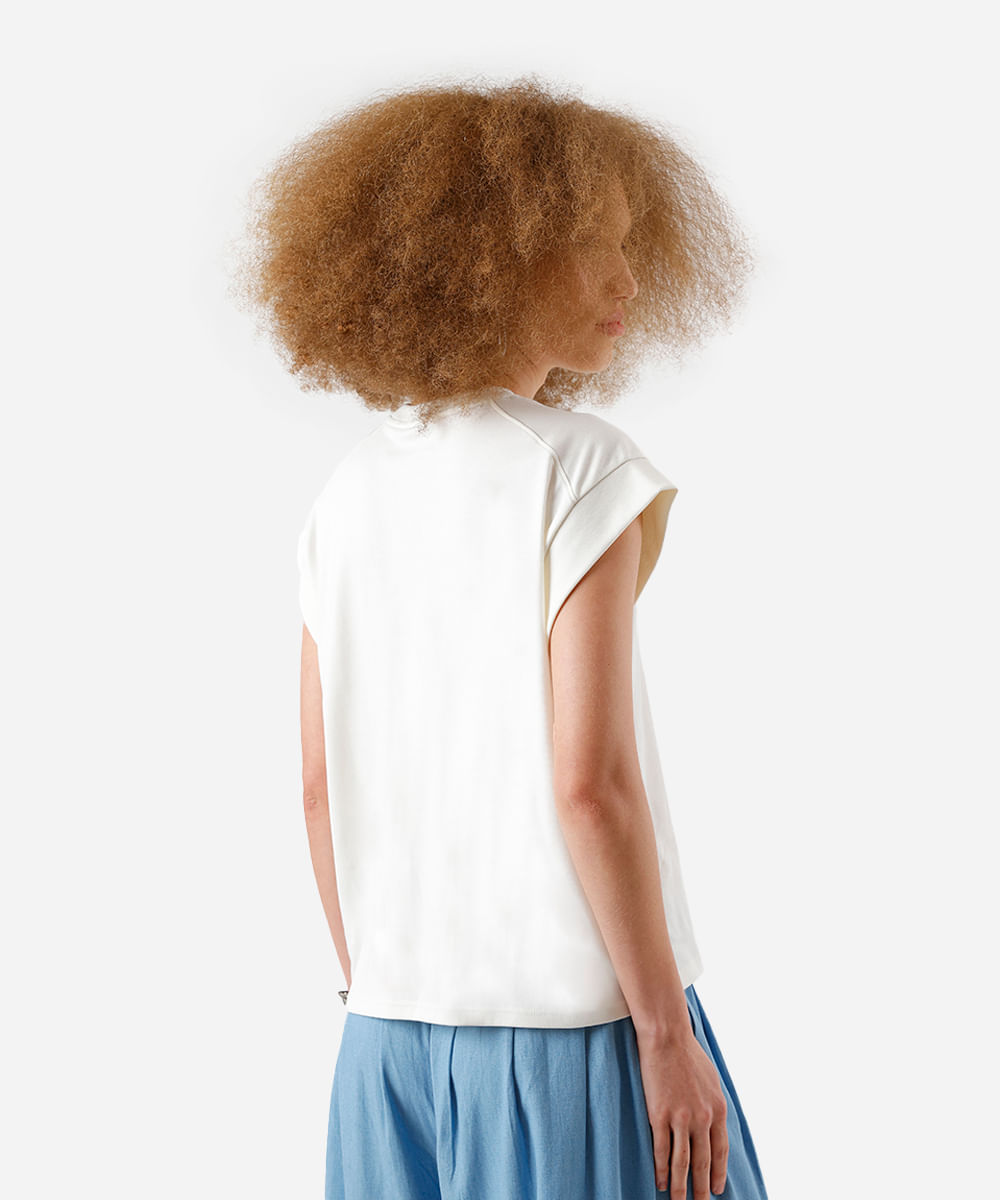 blusa muscle tee feminina de algodão peruano interlock off white