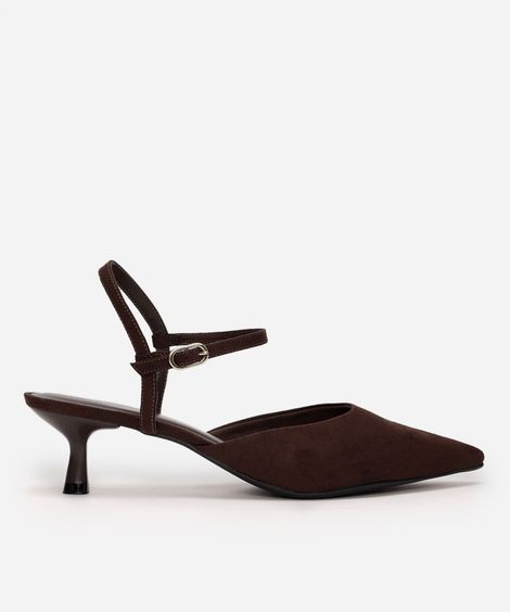 scarpin bico fino salto fino oneself texturizado  marrom