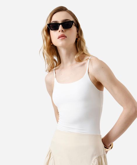regata básica feminina de poliamida com bojos removíveis off white