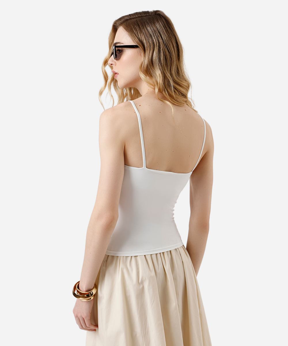 regata básica feminina de poliamida com bojos removíveis off white