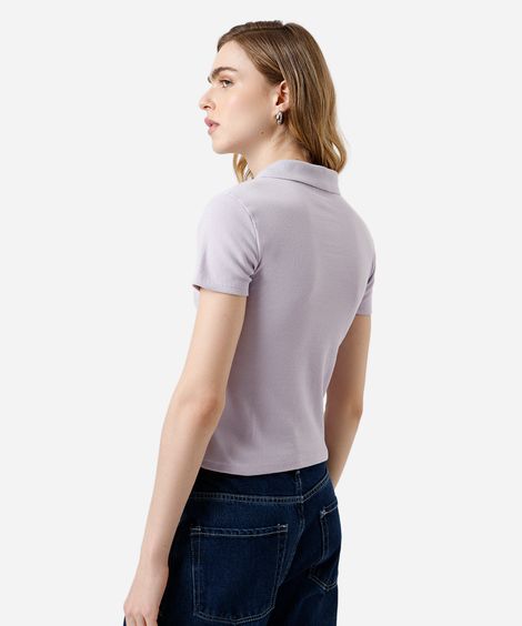 polo feminina básica canelada lilás