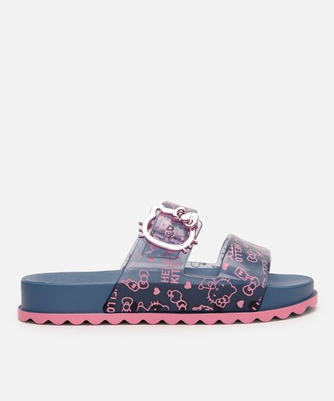 chinelo slide infantil hello kitty grendene azul