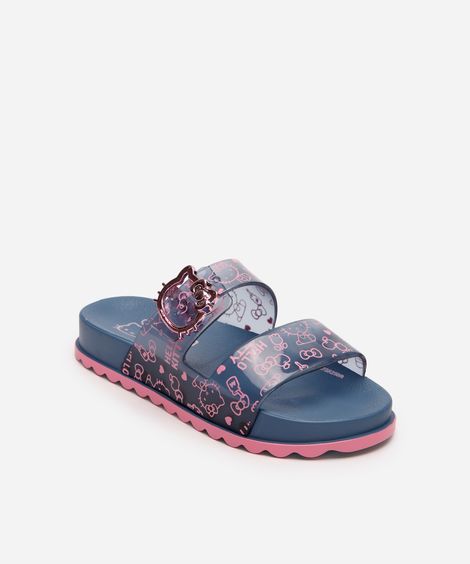 chinelo slide infantil hello kitty grendene azul