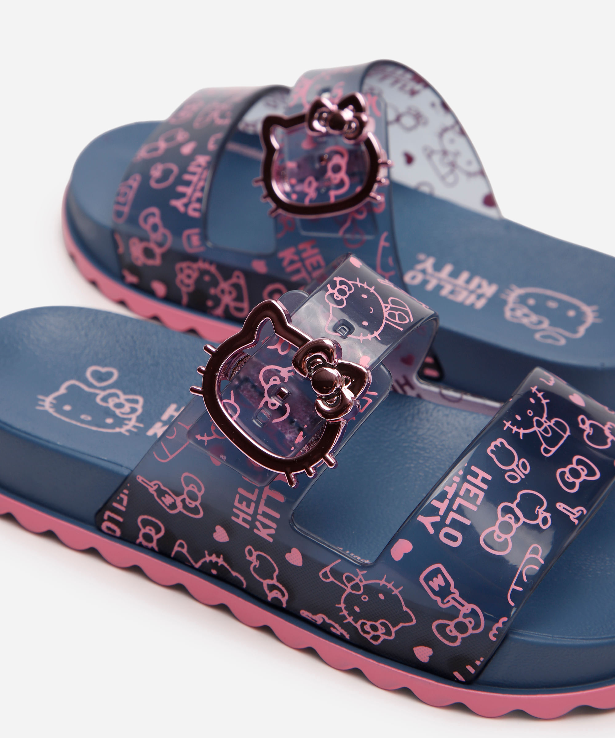 chinelo slide infantil hello kitty grendene azul