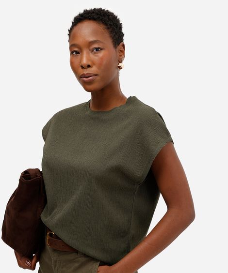 blusa muscle feminina texturizada básica verde
