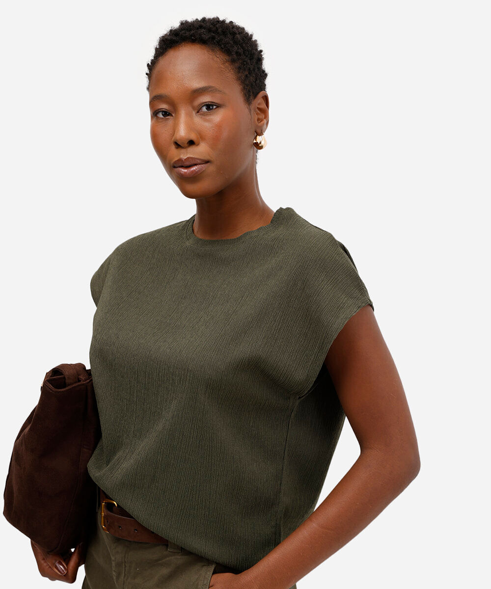 blusa muscle feminina texturizada básica verde