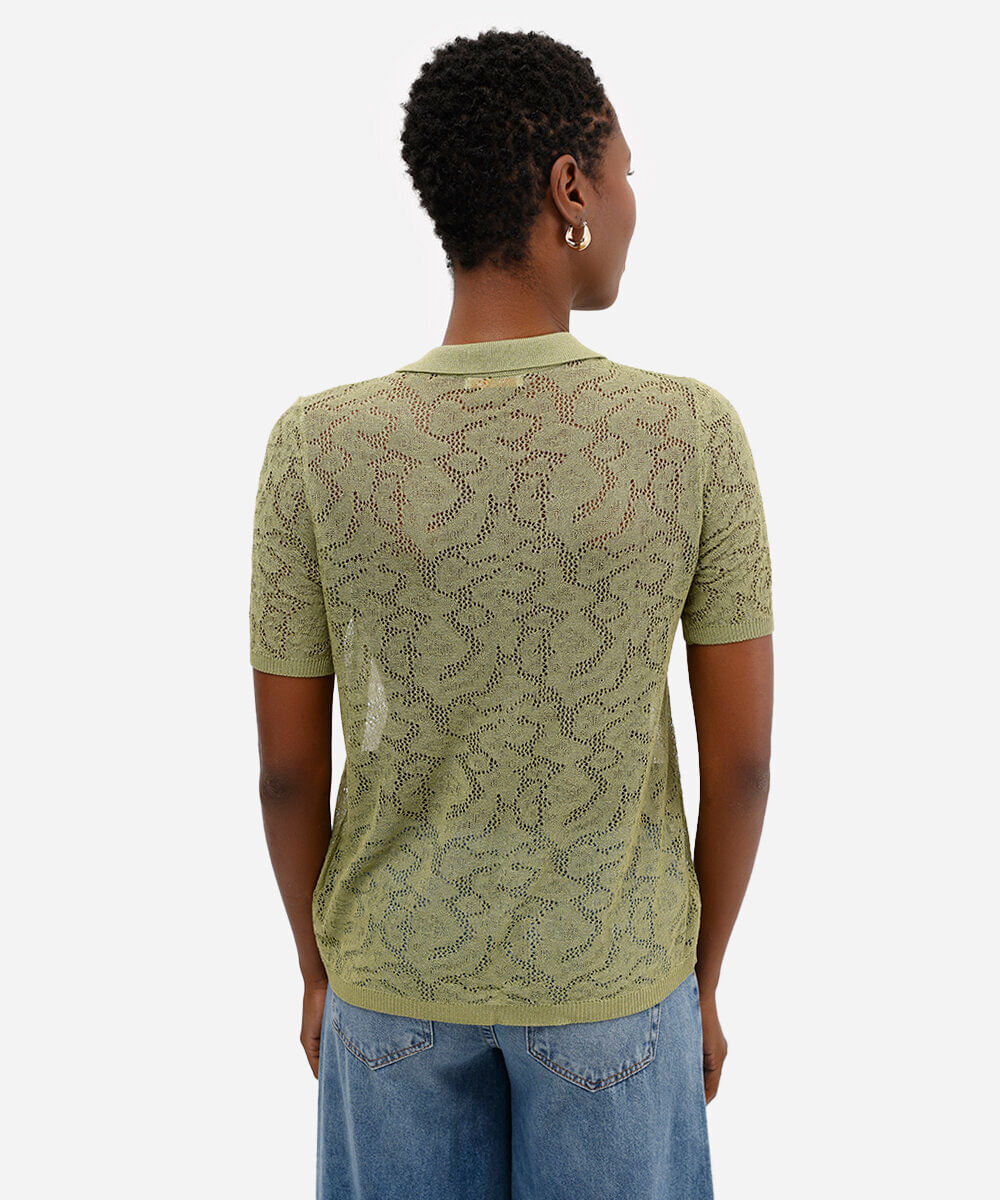 camisa feminina de tricot manga curta verde