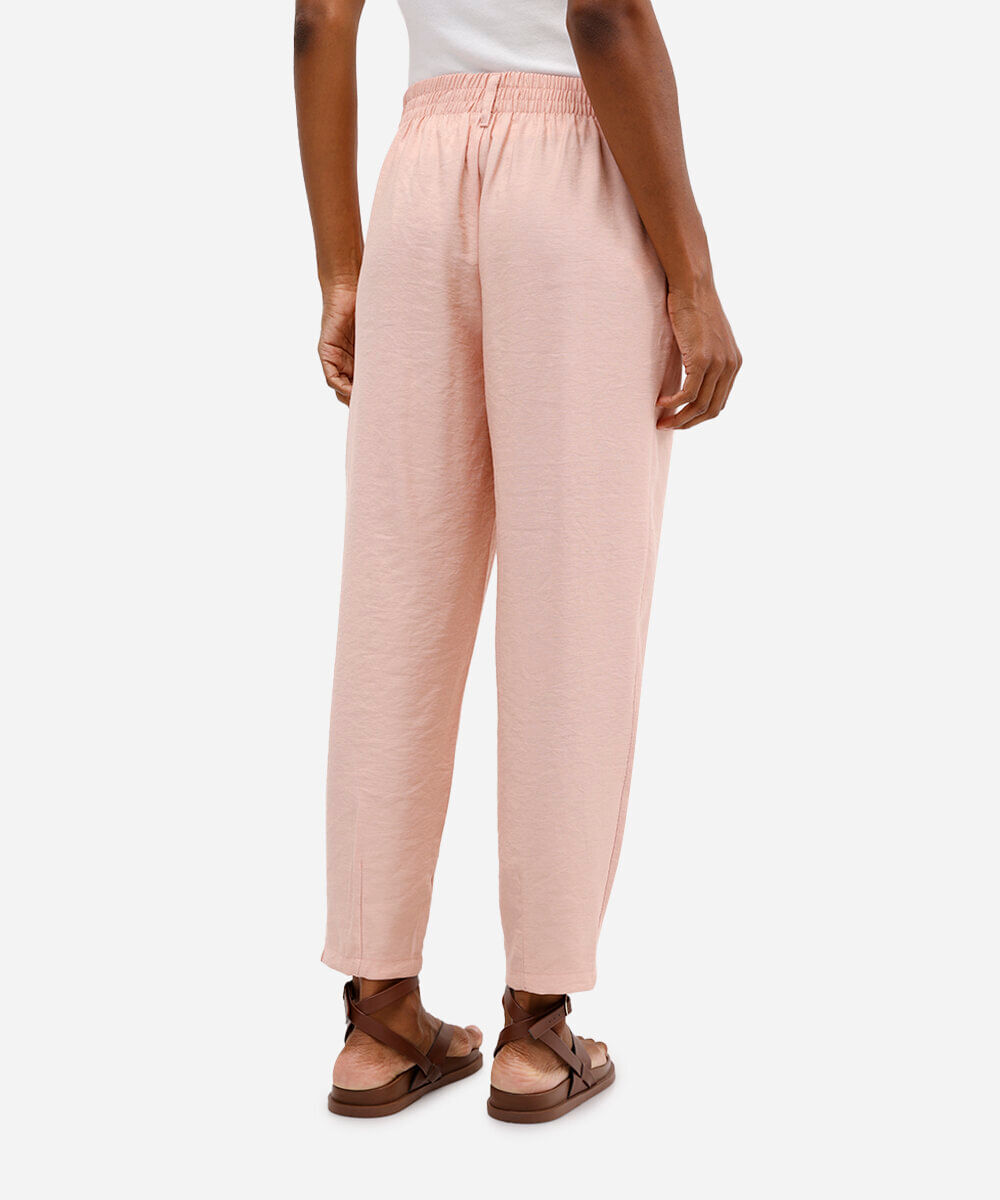 calça feminina pregas rosa