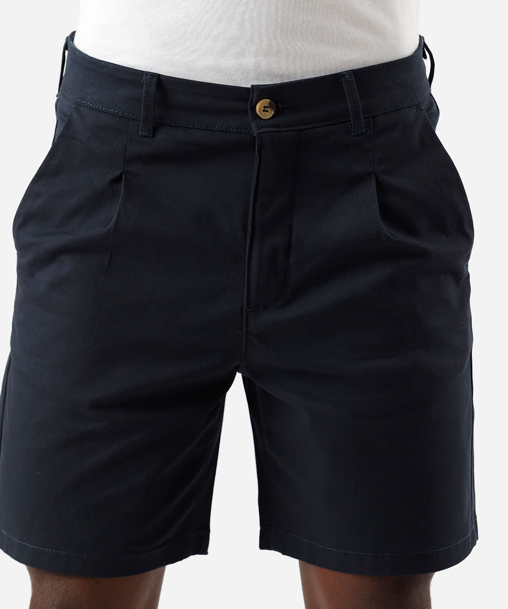 bermuda reta masculina de sarja azul