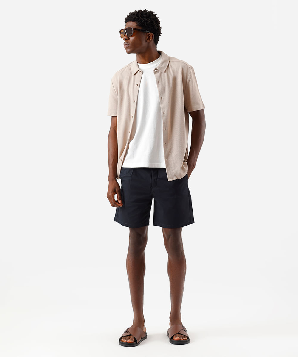 bermuda reta masculina de sarja azul