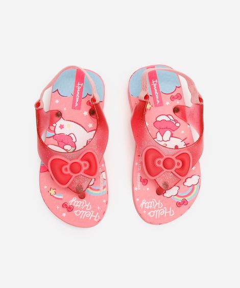 chinelo infantil hello kitty com elástico ipanema rosa