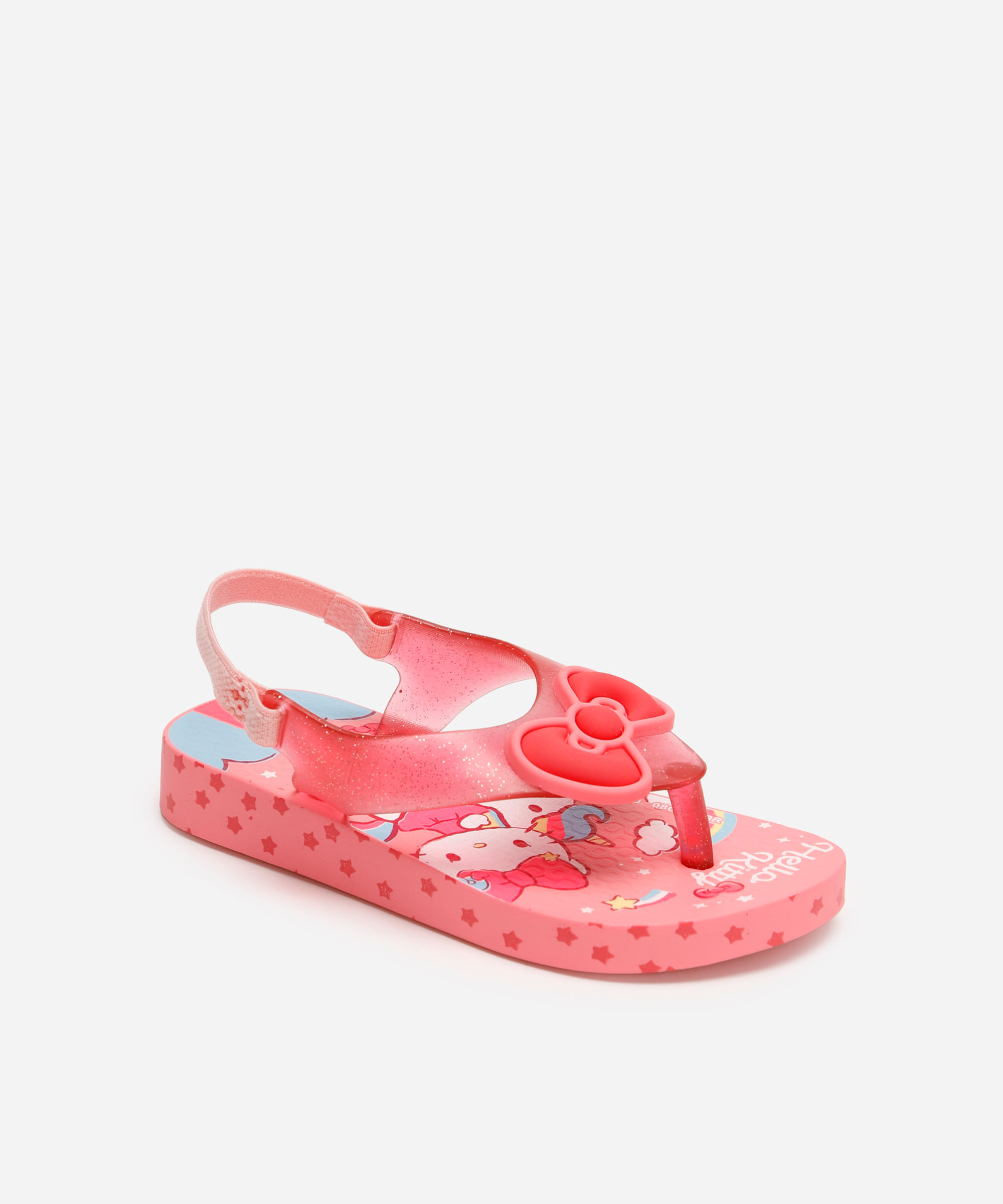 chinelo infantil hello kitty com elástico ipanema rosa