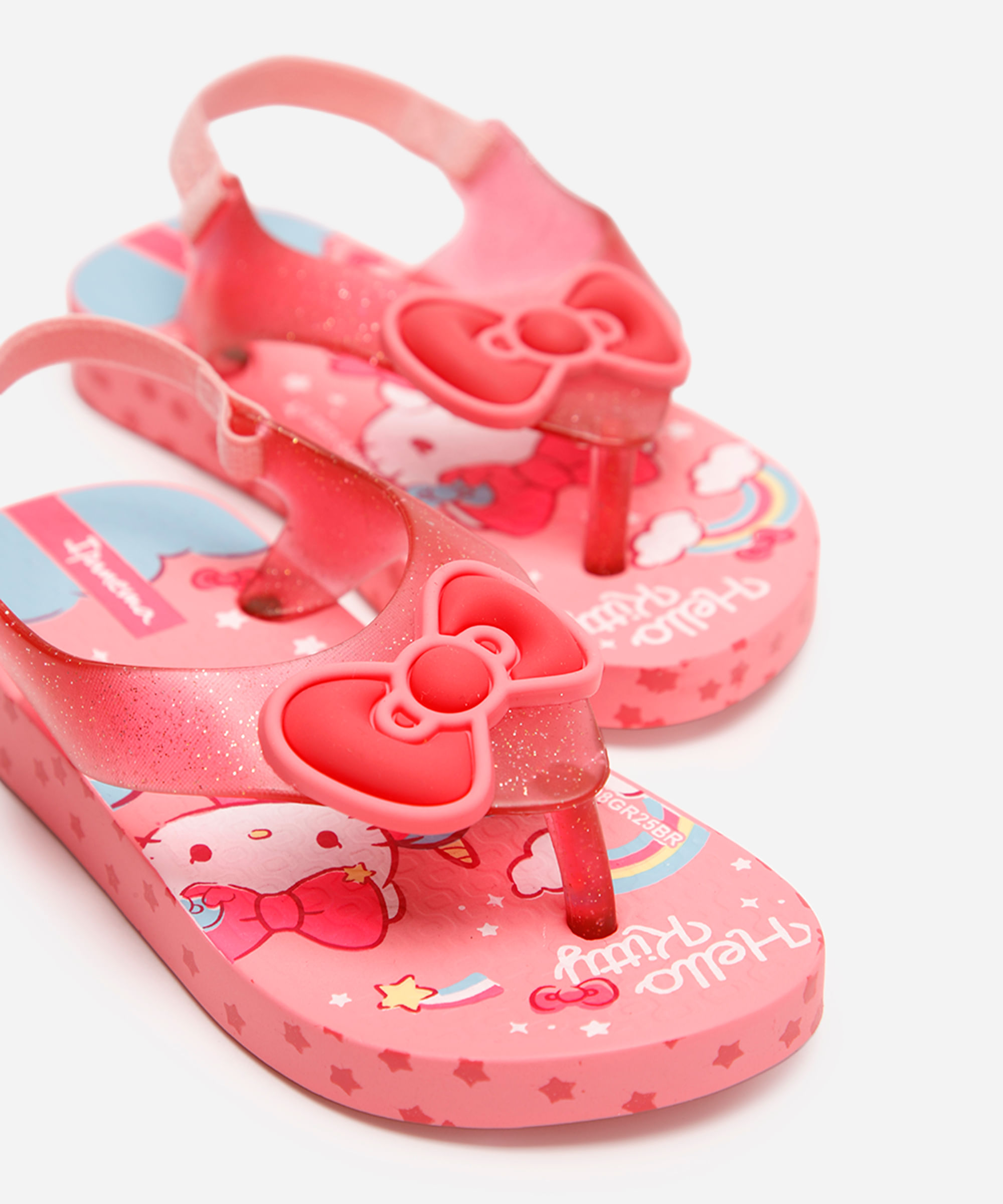 chinelo infantil hello kitty com elástico ipanema rosa