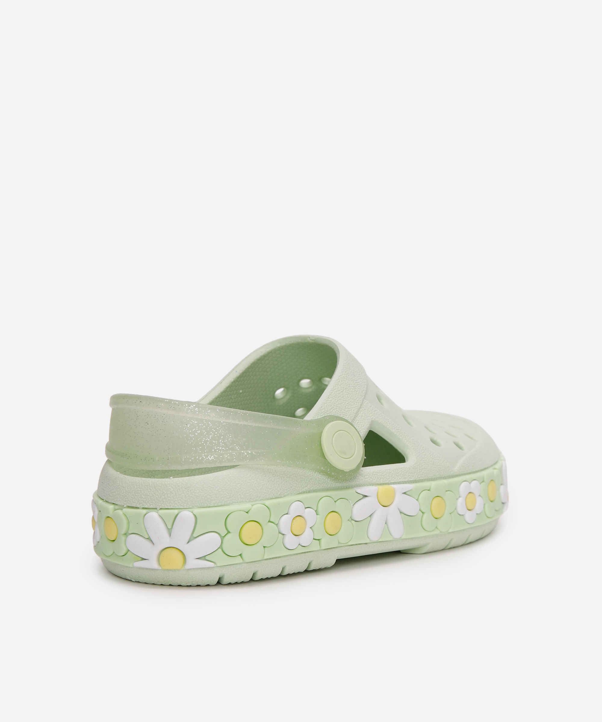 babuche infantil com flores e glitter luelua verde