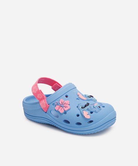 babuche infantil stitch com elástico grendene azul